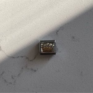 Crown link charm for nomination style bracelet